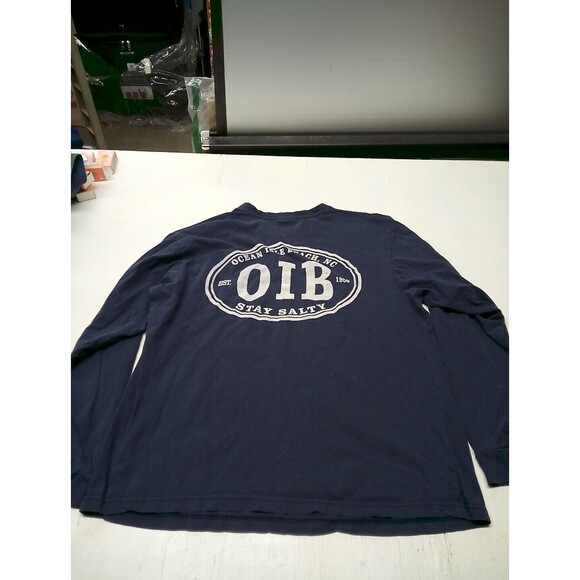 Saltwater Ocean Island Beach NC Sz 2Xlarge Long Sleeve T Shirt Navy Blue Graphic - Picture 5 of 5